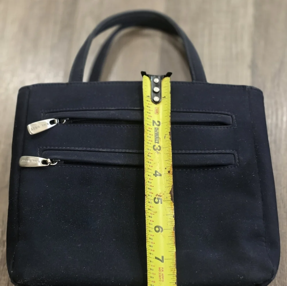 VINTAGE 2000s NINE WEST Black Nylon Satchel Bag Formal Wedding Minimalist 90s